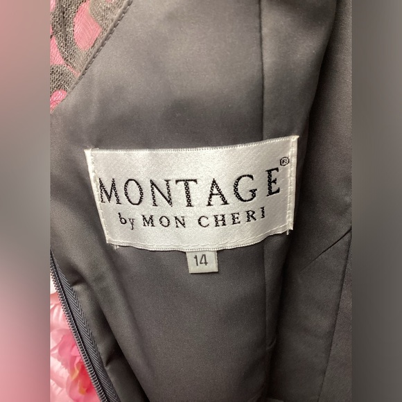 Montage by Mon Cheri Charcoal Lace Gown - Picture 6 of 8